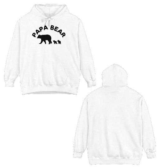 Papa Bear With 2 Two Cubs Dad Father Double Sided Hoodies