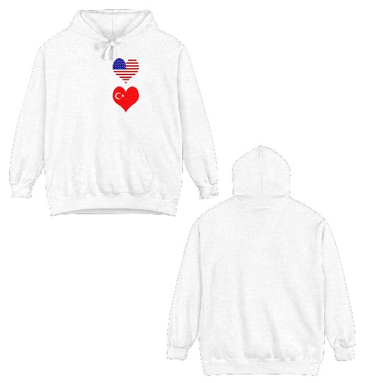 USA and Turkey genius flag design Double Sided Hoodies