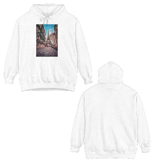 Vintage Eiffel Tower -Paris Painting France Lover Double Sided Hoodies