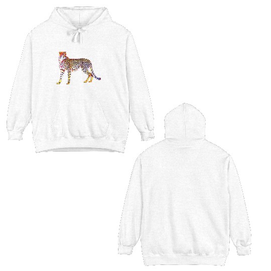 Cheetah Mother with Cubs Motif Predator Cat Animal Double Sided Hoodies