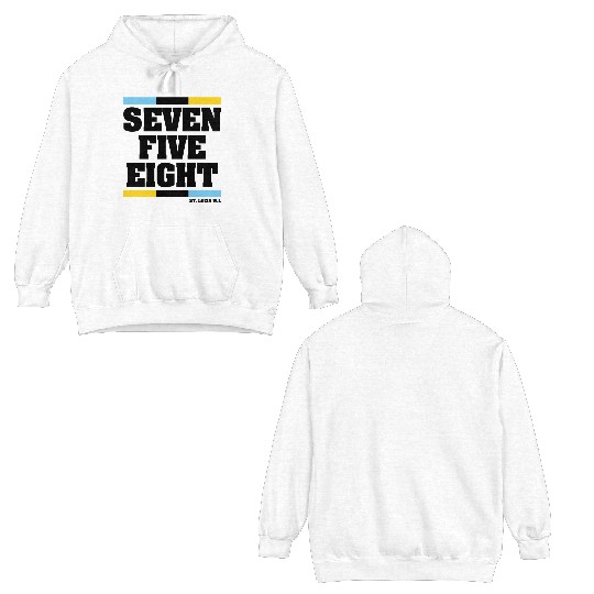 Seven Five Eight (White) Double Sided Hoodies