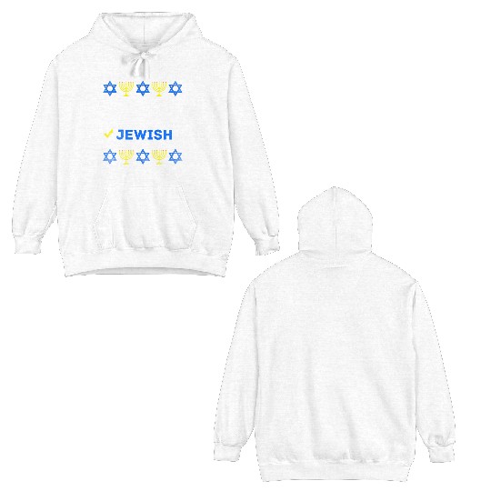 Nice Naughty Jewish Ugly Hanukkah Sweater Chanukah Double Sided Hoodies