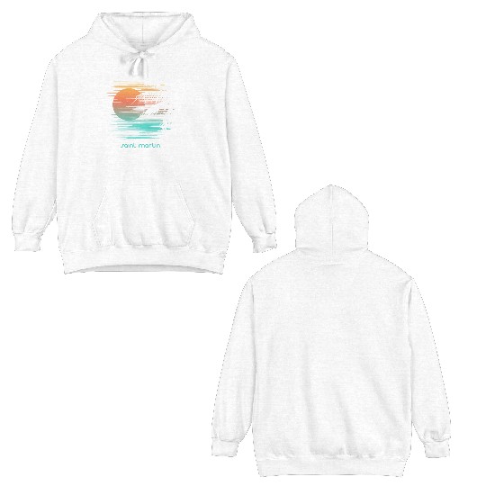 Artistic Saint Martin Palm Tree Vacation Souvenir Double Sided Hoodies
