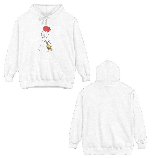 funny snowman with mustache and carrot Double Sided Hoodies