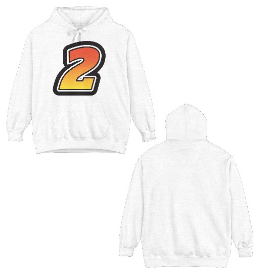 Number Two 2 Gradient Yellow Orange 3 Stroke Double Sided Hoodies