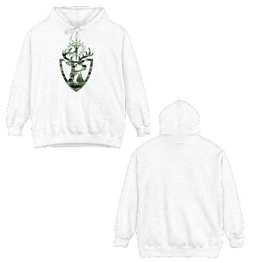 Hubert Hubertus Patron Saint Of Hunters Stag Camo Double Sided Hoodies
