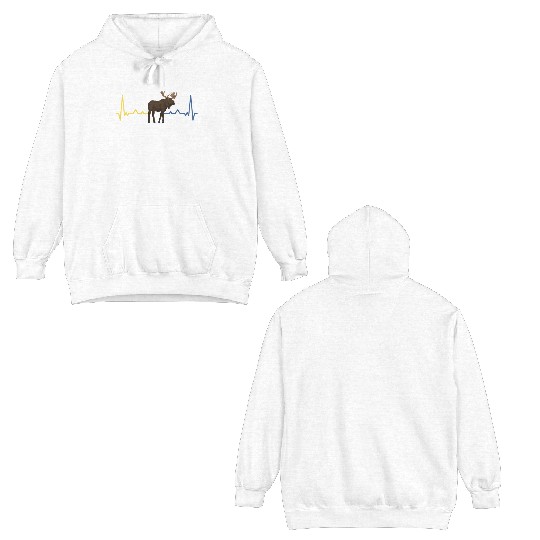 Sweden Heartbeat Flag Moose Double Sided Hoodies