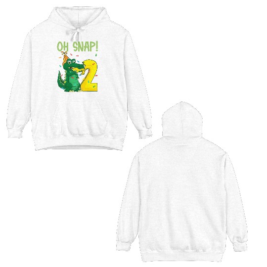 Oh Snap I'm 2 Crocodile 2nd Birthday Alligator Double Sided Hoodies