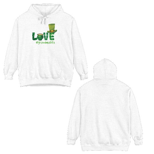 Shamrock Love Grandma Saint Patrick Day Double Sided Hoodies