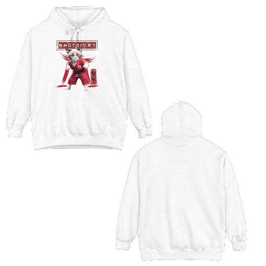 Karate Cat, Karate Japanese Kanji Double Sided Hoodies