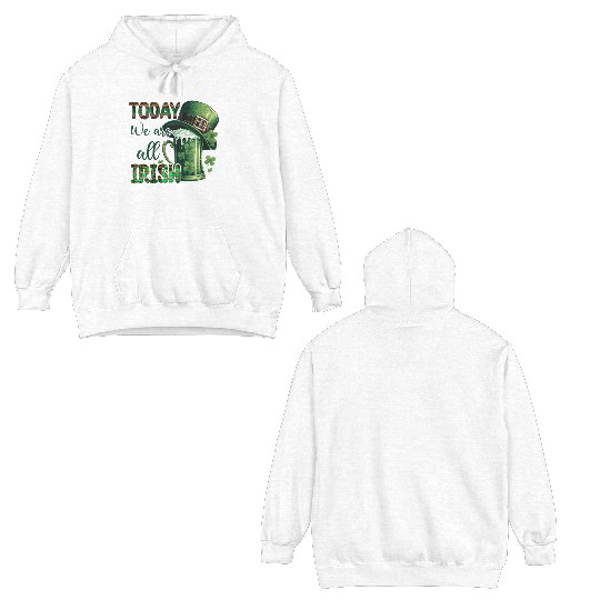 Mens St Patricks Day All Irish Green Shamrock Double Sided Hoodies