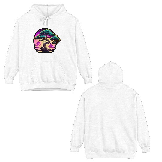 Synthwave Bonsai Tree Double Sided Hoodies