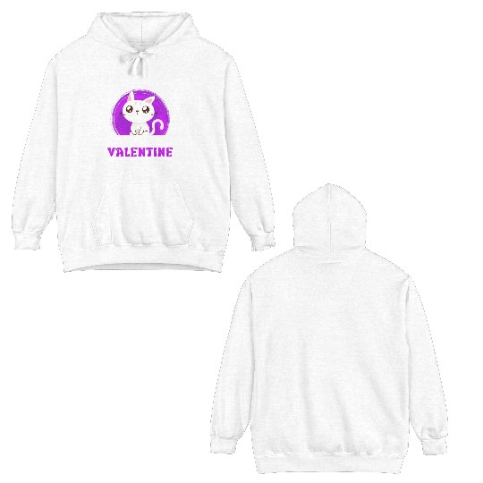 Cat love My cat is my valentine Valentine's Day Double Sided Hoodies