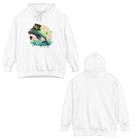 St Patrick's Day Irish Cute Orca Saint Patrick Double Sided Hoodies