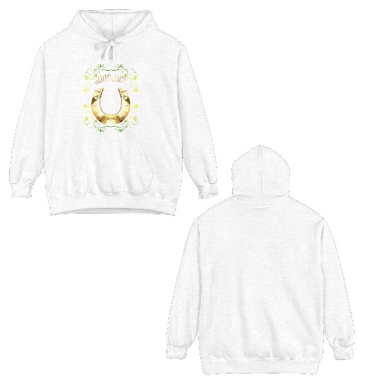 Good Luck With A Golden Horseshoe For Irish St Double Sided Hoodies