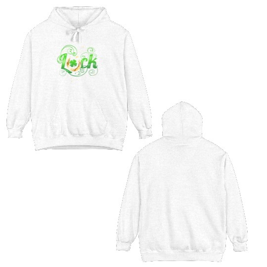 Green Golden Luck Logo With Horseshoe For St Double Sided Hoodies