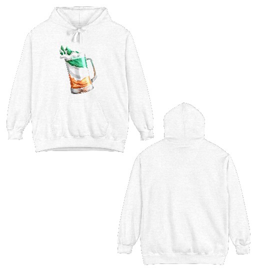 Irish Flag Coloured Glass Of Beer On St Patricks Double Sided Hoodies