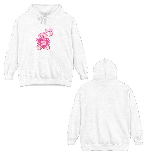Teddy bear valentine with balloons Double Sided Hoodies