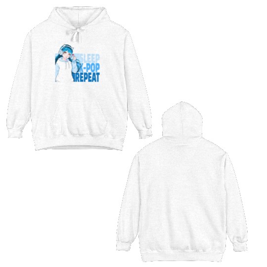 Eat Sleep K-POP Repeat Cute Korean Anime Girl Double Sided Hoodies