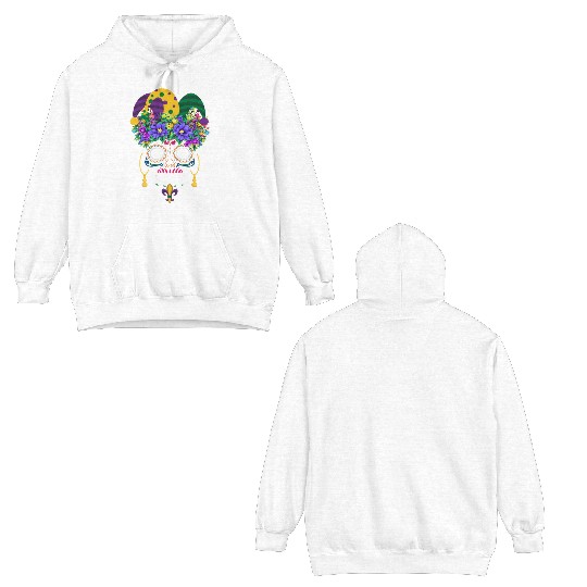 Mardi Gras Mask Dia De Los Muertos Flower Sugar Double Sided Hoodies