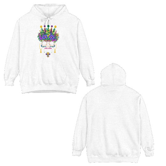 Mardi Gras Mask Flower Sugar Dia De Los Muertos Double Sided Hoodies