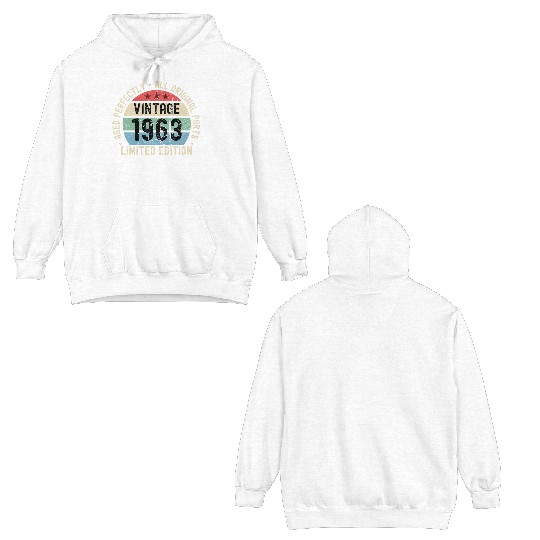 60th Birthday Vintage 1963 Double Sided Hoodies