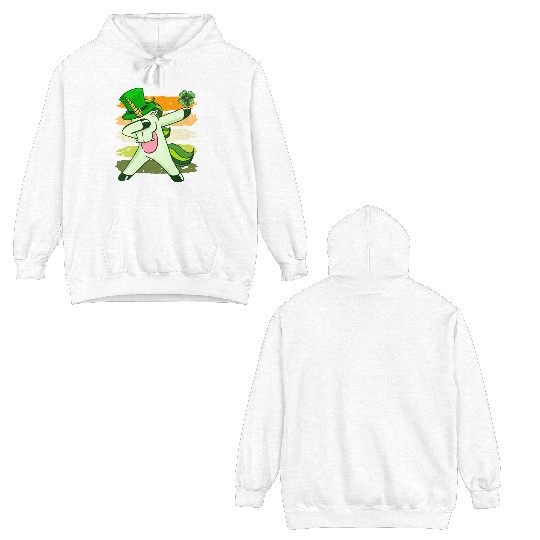 Dabbing unicorn shamrock St. Patrick's Day Double Sided Hoodies