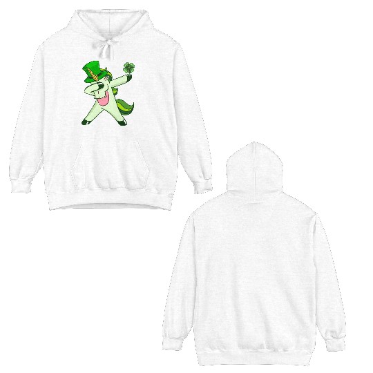 Dabbing unicorn shamrock St. Patrick's Day Double Sided Hoodies