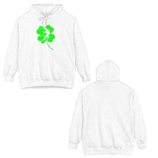 Skiing St. Patrick's day shamrock Double Sided Hoodies