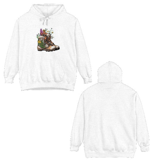 Wildflower Hiking Boot: Find Your Path! Double Sided Hoodies