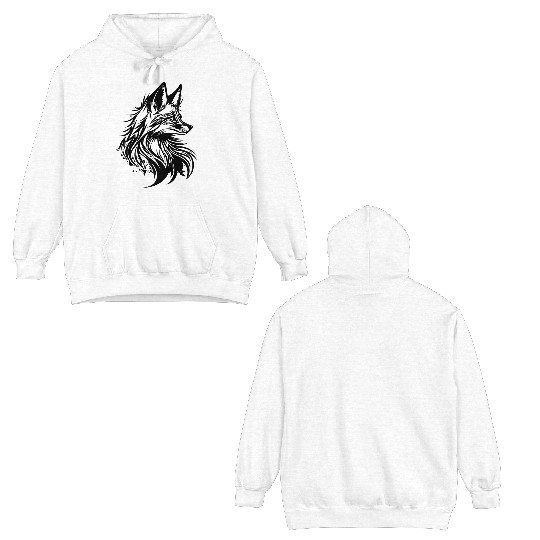 Little Cunning Fox Portrait Tattoo Ink Double Sided Hoodies