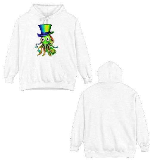 A Splash of Color A Watercolor Rainbow Octopus Double Sided Hoodies