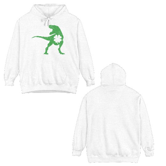 Tyrannosaurus T Rex Dinosaur St Patricks Day Irish Double Sided Hoodies