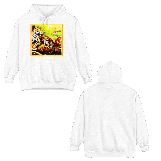 Jaguar Mom and Cubs Relaxing in Jungle. Buy Now Double Sided Hoodies