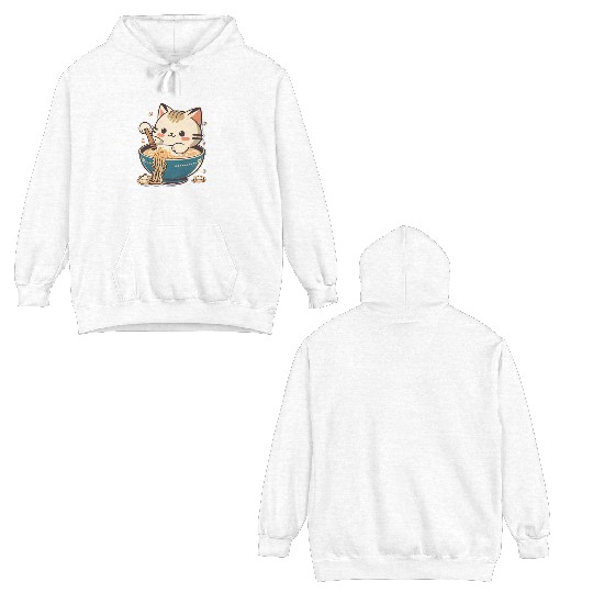 But First Ramen Cat Japanese Tokyo Ramen Noodles Double Sided Hoodies