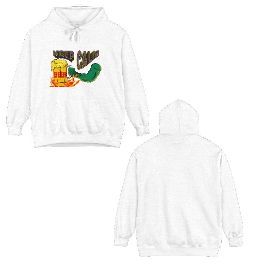 keep calm n hot beer Double Sided Hoodies