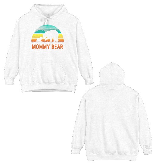 Mommy Bear One Cub Vintage Sunset Mother's Day Double Sided Hoodies