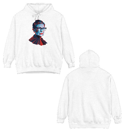 Ruth Bader Ginsburg low polygon design red blue Double Sided Hoodies
