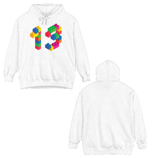 Cute Block Building 13rd Birthday Gift 13Year Old Double Sided Hoodies