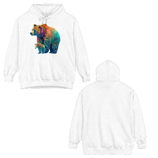 Mother Bear and Cub Sublimation Graphic Wild 1 Double Sided Hoodies