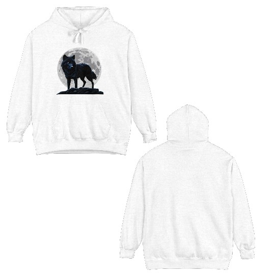 Wolf howling at the moon graphic Double Sided Hoodies