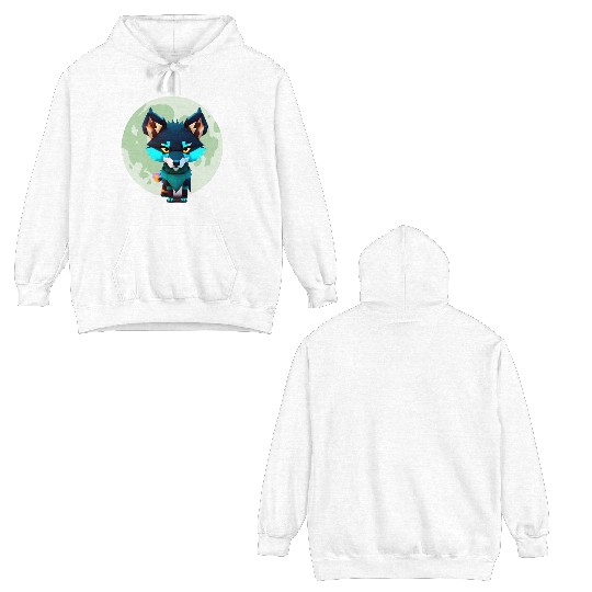 Cute Wolf Moon Graphic Double Sided Hoodies