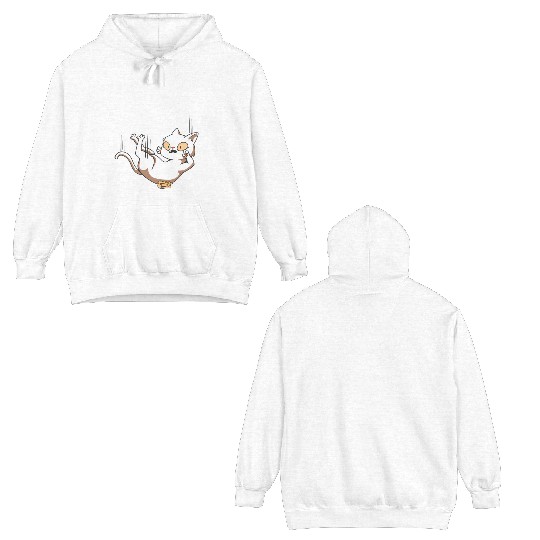 Clumsy Cat I Madafakas I White Cat Double Sided Hoodies