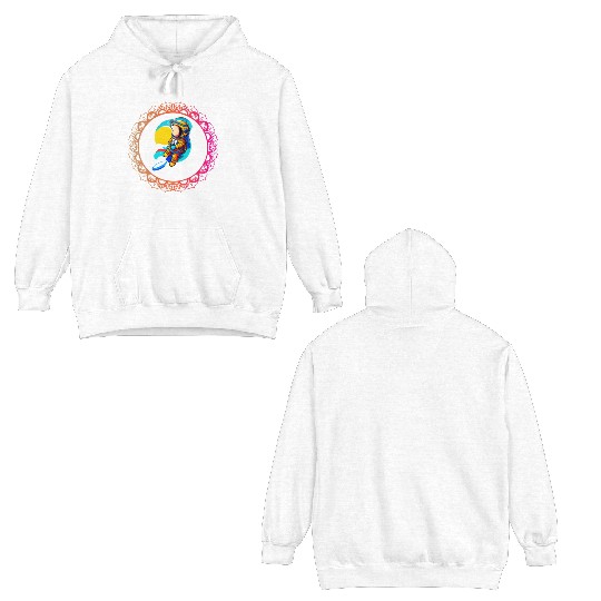 Baby astronaut in a golden circle Double Sided Hoodies