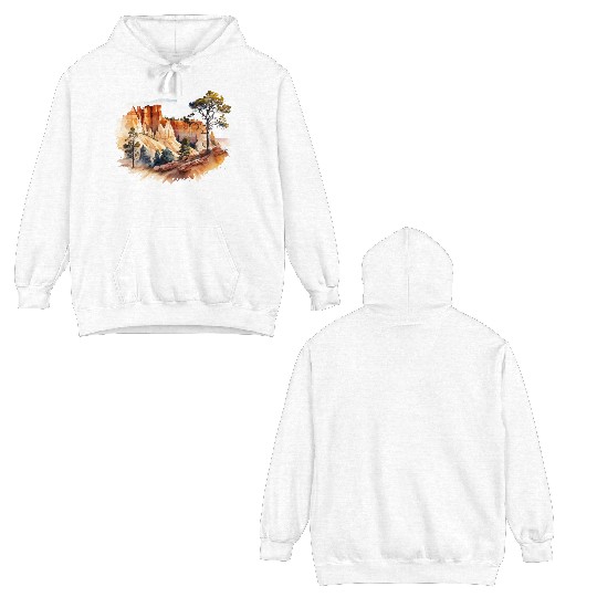 Bryce Canyon Watercolor Wonderland Double Sided Hoodies