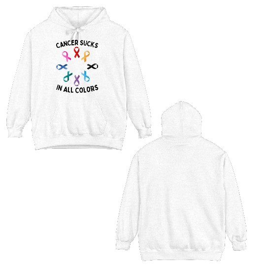 Cancer Sucks In All Colors Cancer Awareness Ribbon Double Sided Hoodies