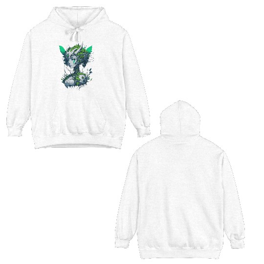 Nymph Girl, SciFi Fantasy Anime Cyberpunk Dryad Double Sided Hoodies