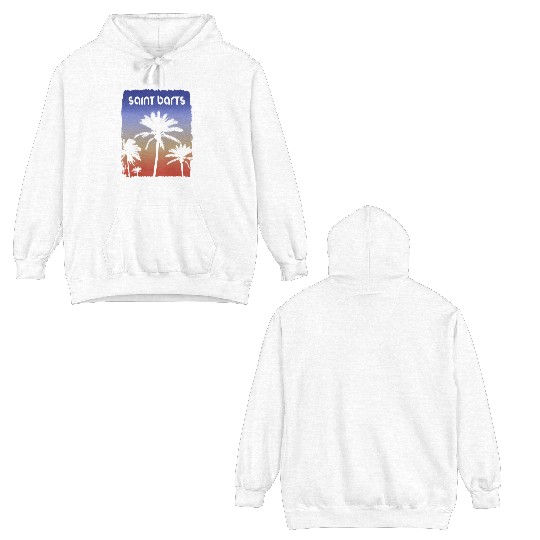 Saint Barts Sunset Vacation Souvenir Palm Tree Double Sided Hoodies