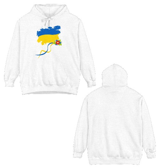 Ukraine Flag With Folk Flowers Ukrainian Pride Double Sided Hoodies