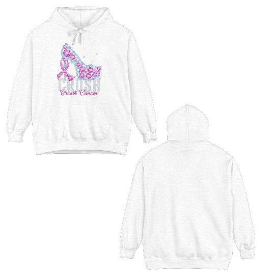 Crush Breast Cancer Bling Ribbon Double Sided Hoodies